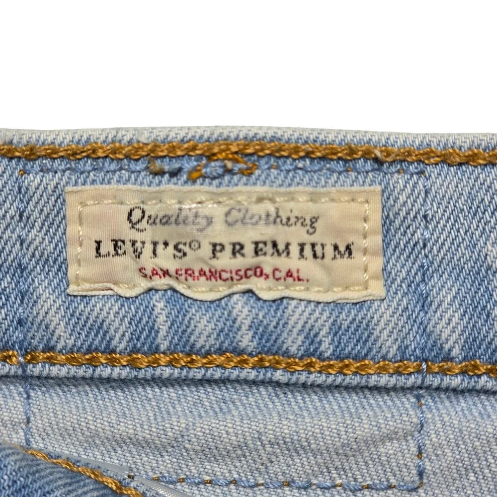 Jeans Levis 29 Womens Light Blue Excellent 501 Premium Side Logo Tape Straight - Picture 5 of 13